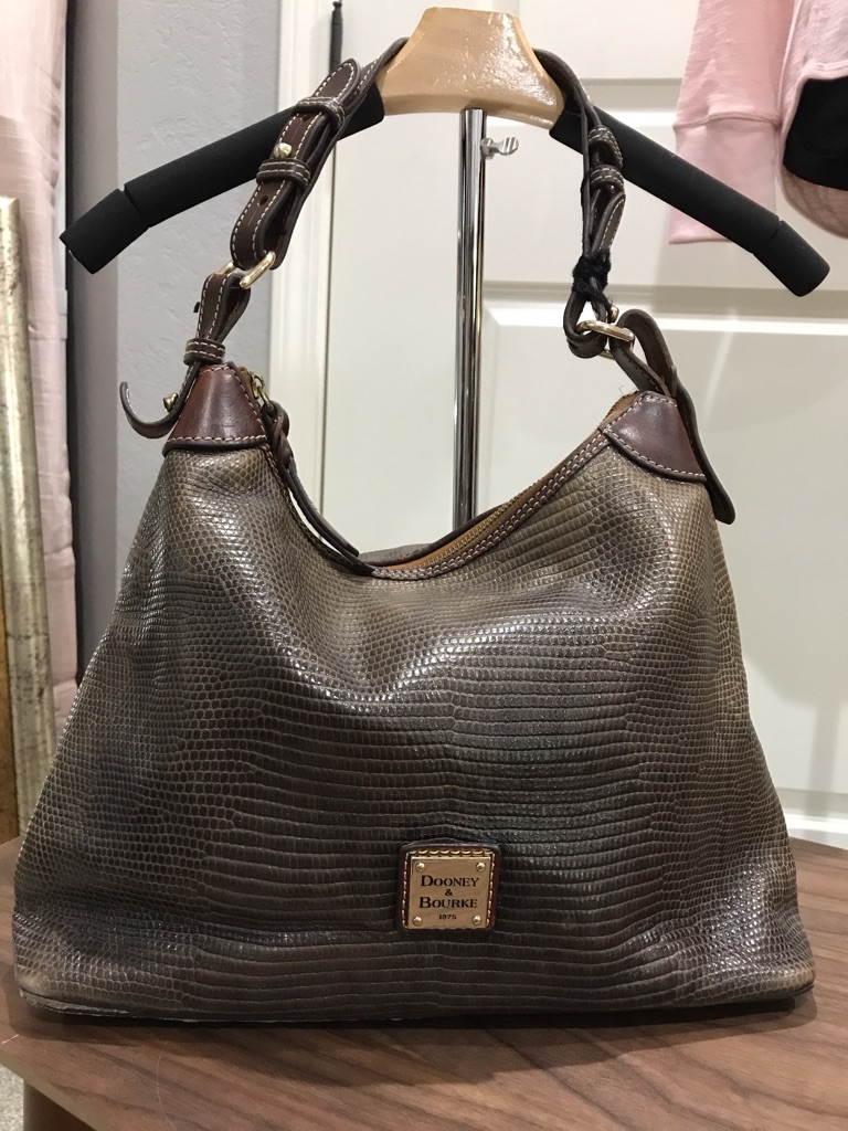 Dooney & Bourke Pebbled Leather Zip Hobo Shoulder Tote Reptile Snake W Wallet